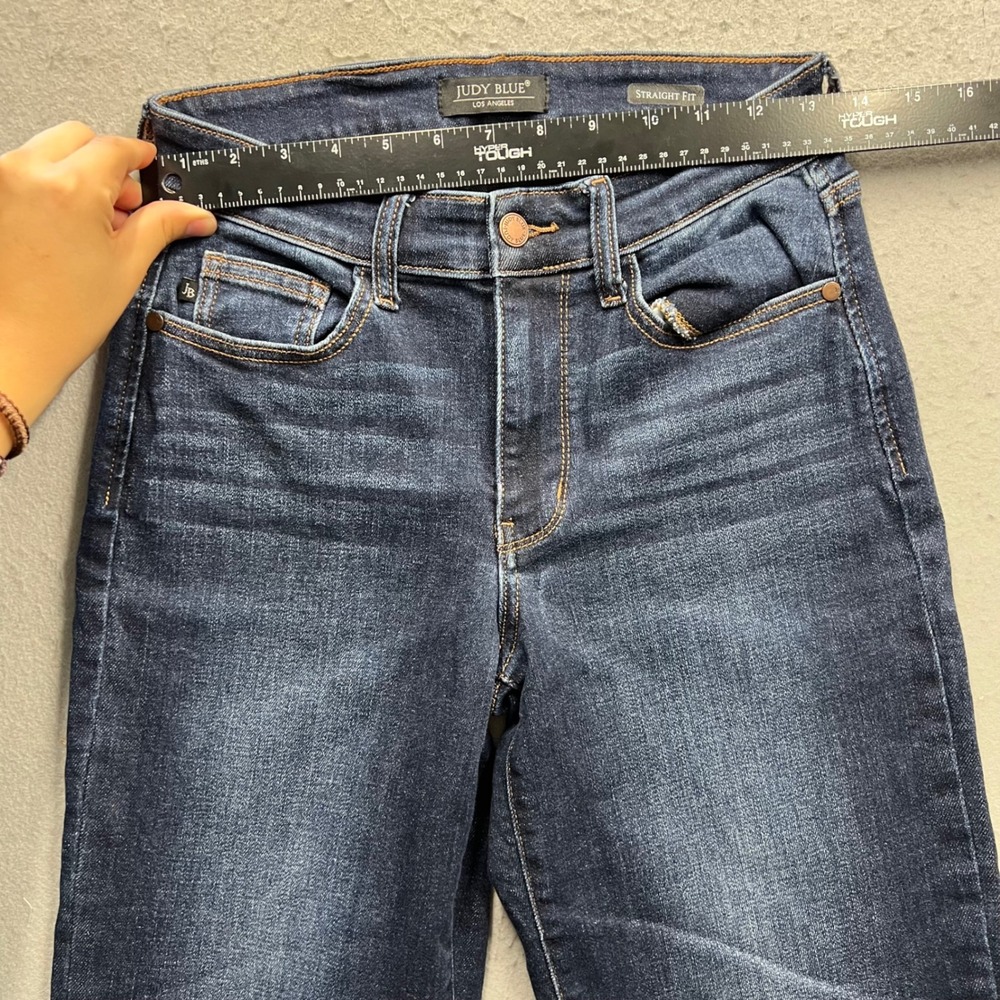 Judy Blue Straight Fit Jeans Dark Wash JB82679DK Womens 3/26 Short Blue Stretch - Picture 4 of 9